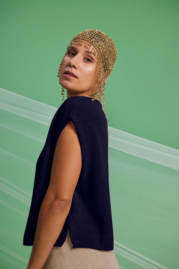 Cashmere Weste Sunny navy