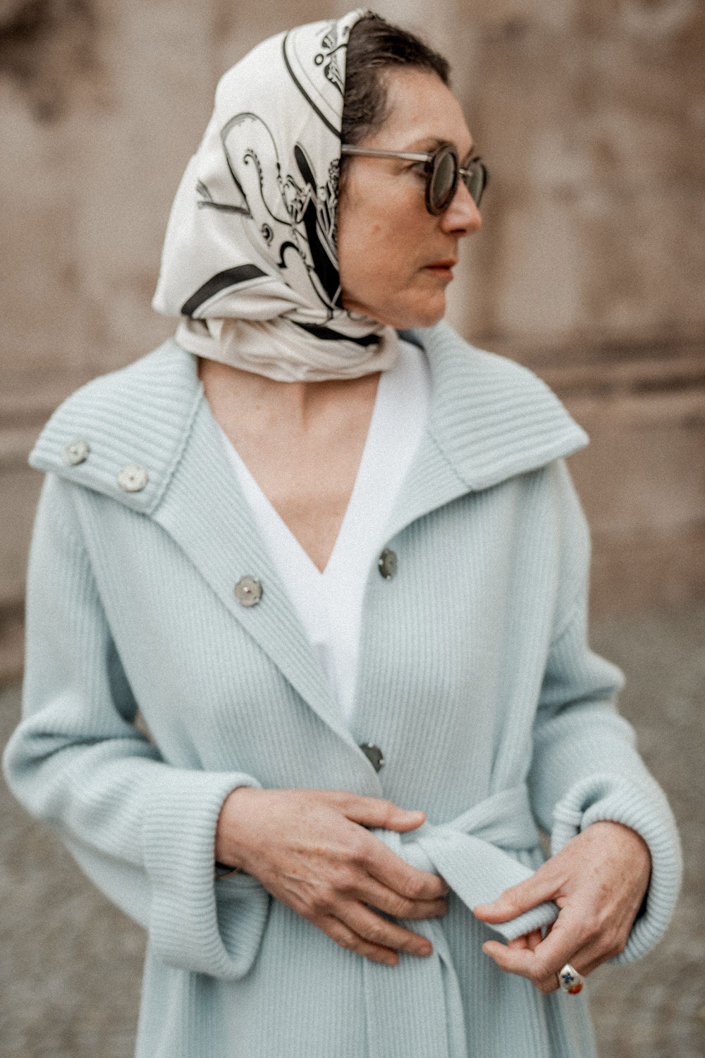 Cashmere Mantel Dust puderblau - Verena von Eschenbach