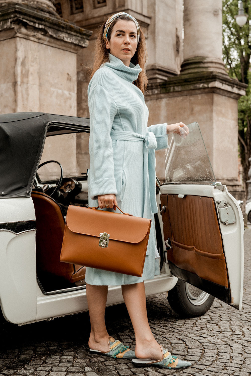 Cashmere Mantel Dust puderblau - Verena von Eschenbach