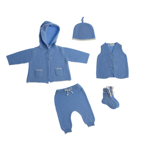 Cashmere Baby Set von Kopf bis Fuß himmelblau - Verena von Eschenbach