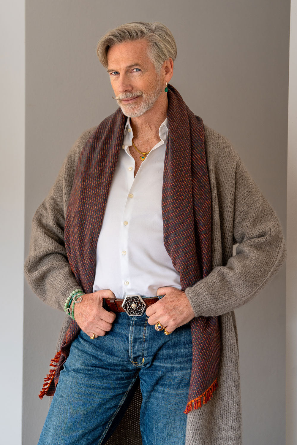 Cashmere scarf Visva woodmossy