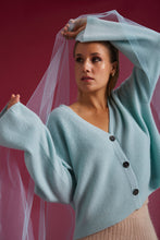 Load image into Gallery viewer, Cashmere Cardigan Lovely dusty aqua
