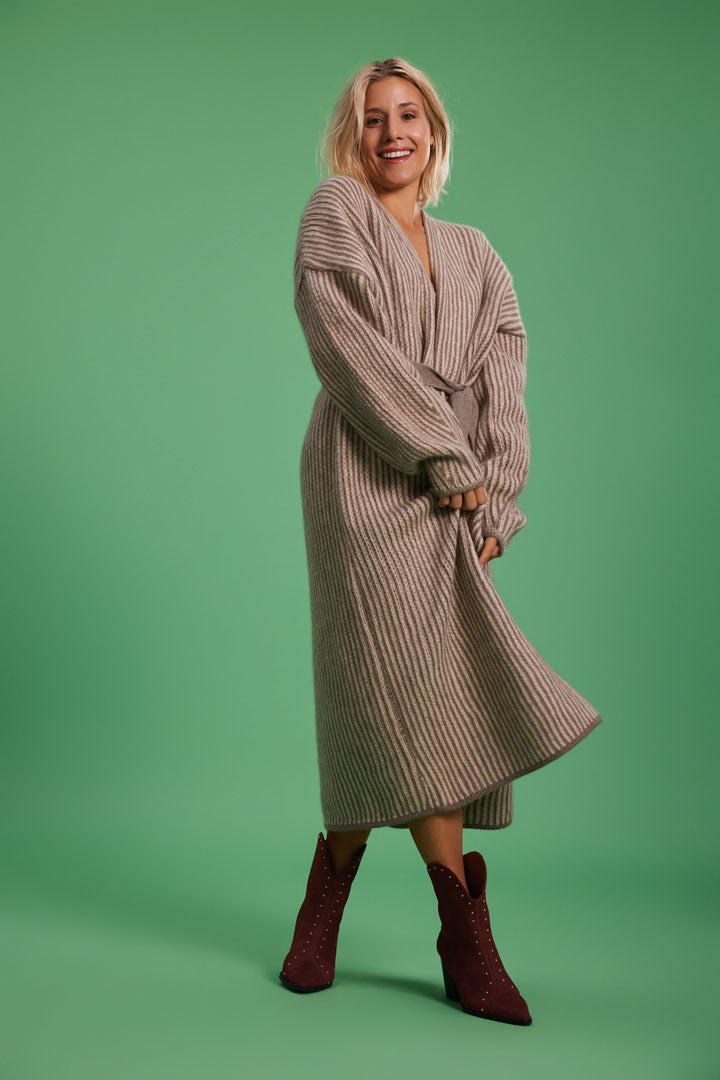 Cashmere coat Frida taupe cream