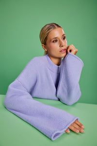 Cashmere Pullover Flowery cosmic sky