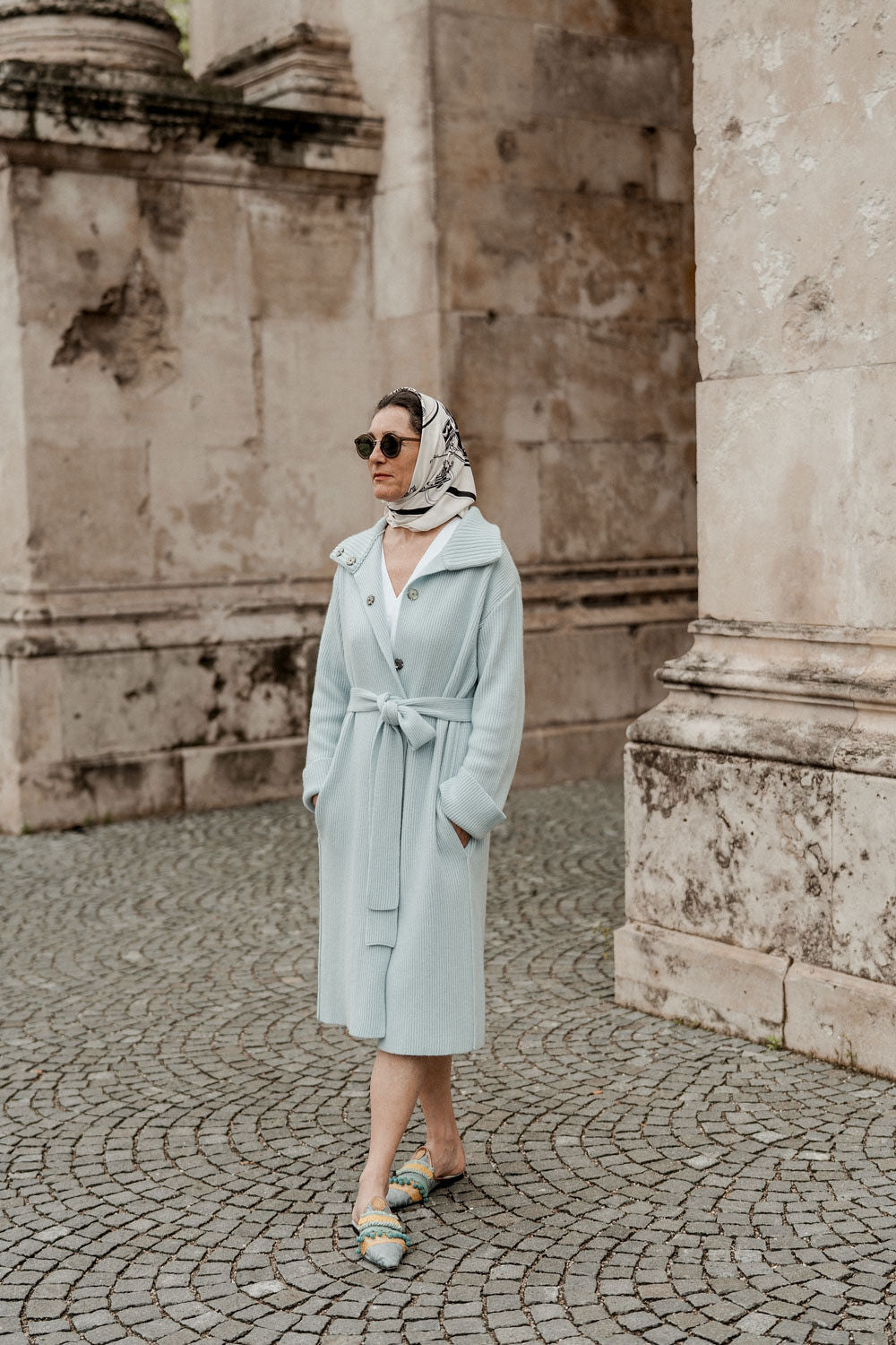 Cashmere Mantel Dust puderblau - Verena von Eschenbach 