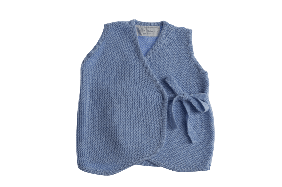 Cashmere Baby Weste Venja mit Bändchen himmelblau - Verena von Eschenbach 